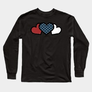 American Flag Valentine's Day Hearts 4th of July Long Sleeve T-Shirt